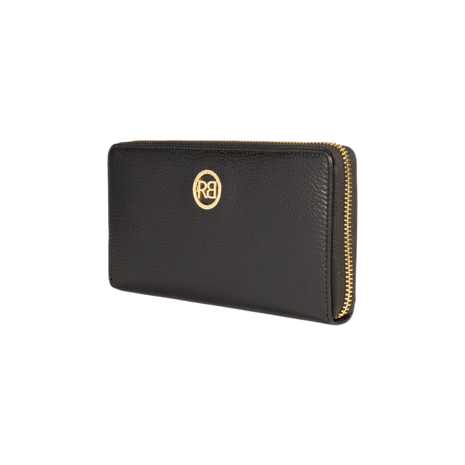 RB1081GA | Portafogli Donna con chiusura lampo Made in Italy in Vera Pelle grana Dollaro. Colore Nero. Dimensioni: cm 20 x 10 x 2,5-1