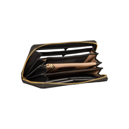 Load image into Gallery viewer, RB1081GA | Portafogli Donna con chiusura lampo Made in Italy in Vera Pelle grana Dollaro. Colore Nero. Dimensioni: cm 20 x 10 x 2,5-2
