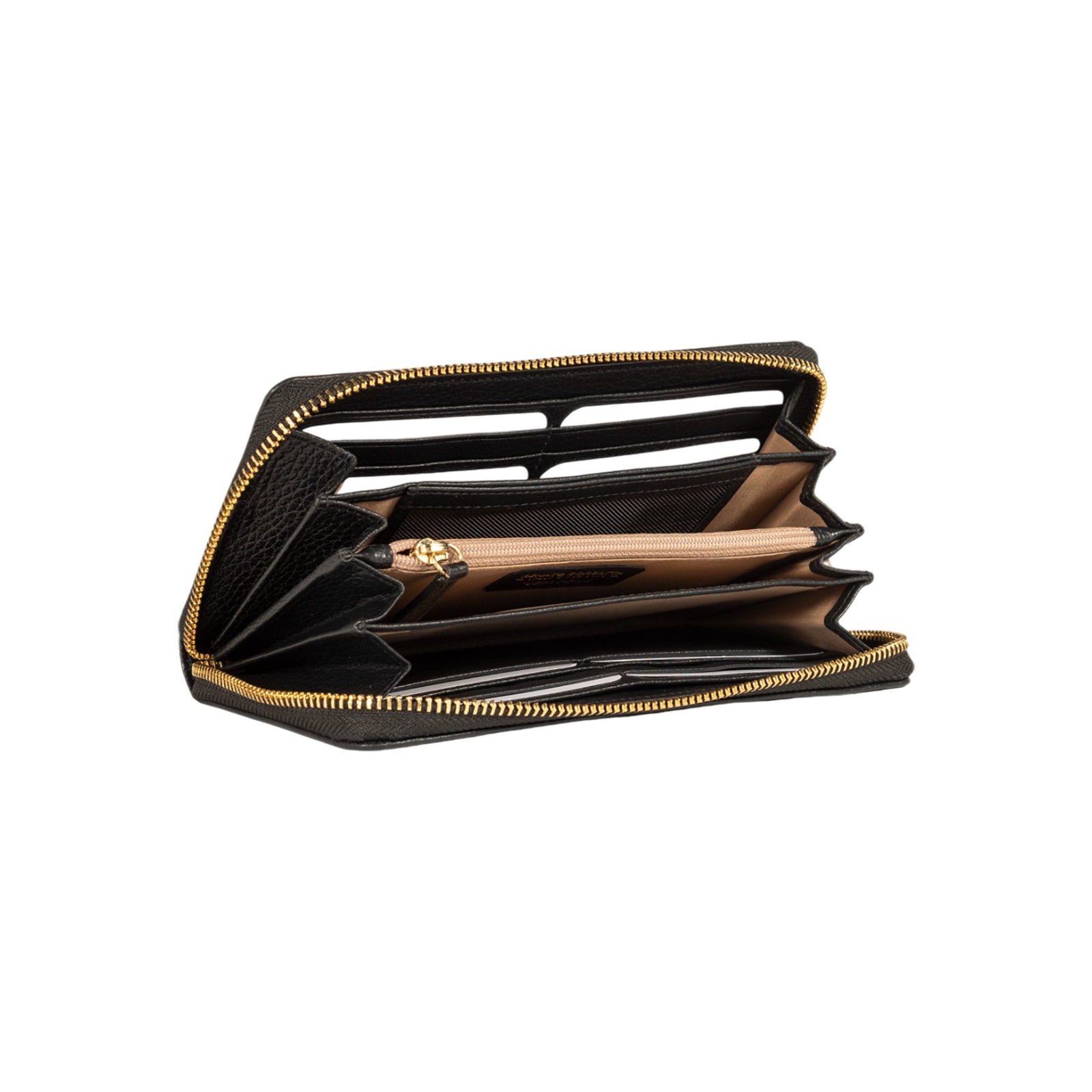 RB1081GA | Portafogli Donna con chiusura lampo Made in Italy in Vera Pelle grana Dollaro. Colore Nero. Dimensioni: cm 20 x 10 x 2,5-2