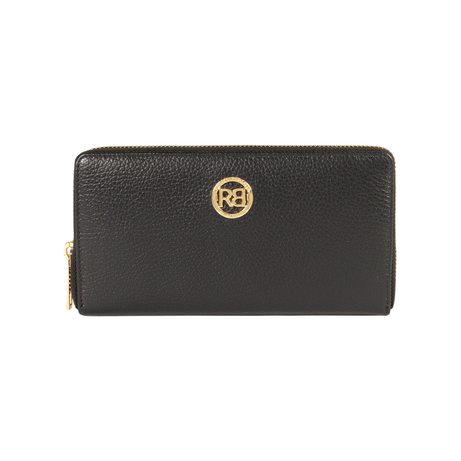 RB1081GA | Portafogli Donna con chiusura lampo Made in Italy in Vera Pelle grana Dollaro. Colore Nero. Dimensioni: cm 20 x 10 x 2,5-0