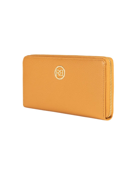 RB1081GCQ | Portafogli Donna con chiusura lampo Made in Italy in Vera Pelle grana Dollaro. Colore Cuoio. Dimensioni: cm 20 x 10 x 2,5-1