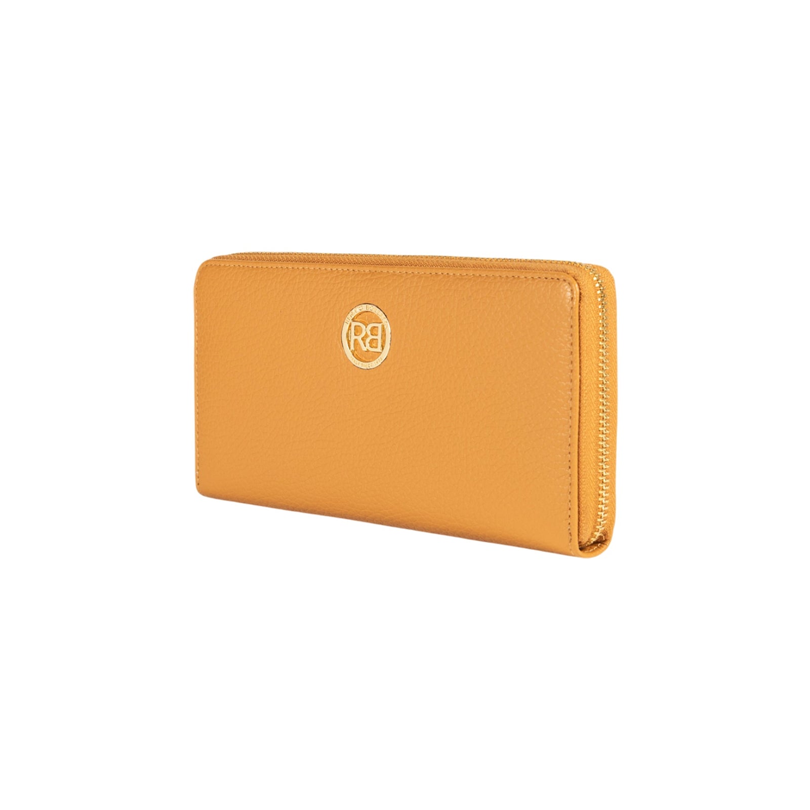 RB1081GCQ | Portafogli Donna con chiusura lampo Made in Italy in Vera Pelle grana Dollaro. Colore Cuoio. Dimensioni: cm 20 x 10 x 2,5-1