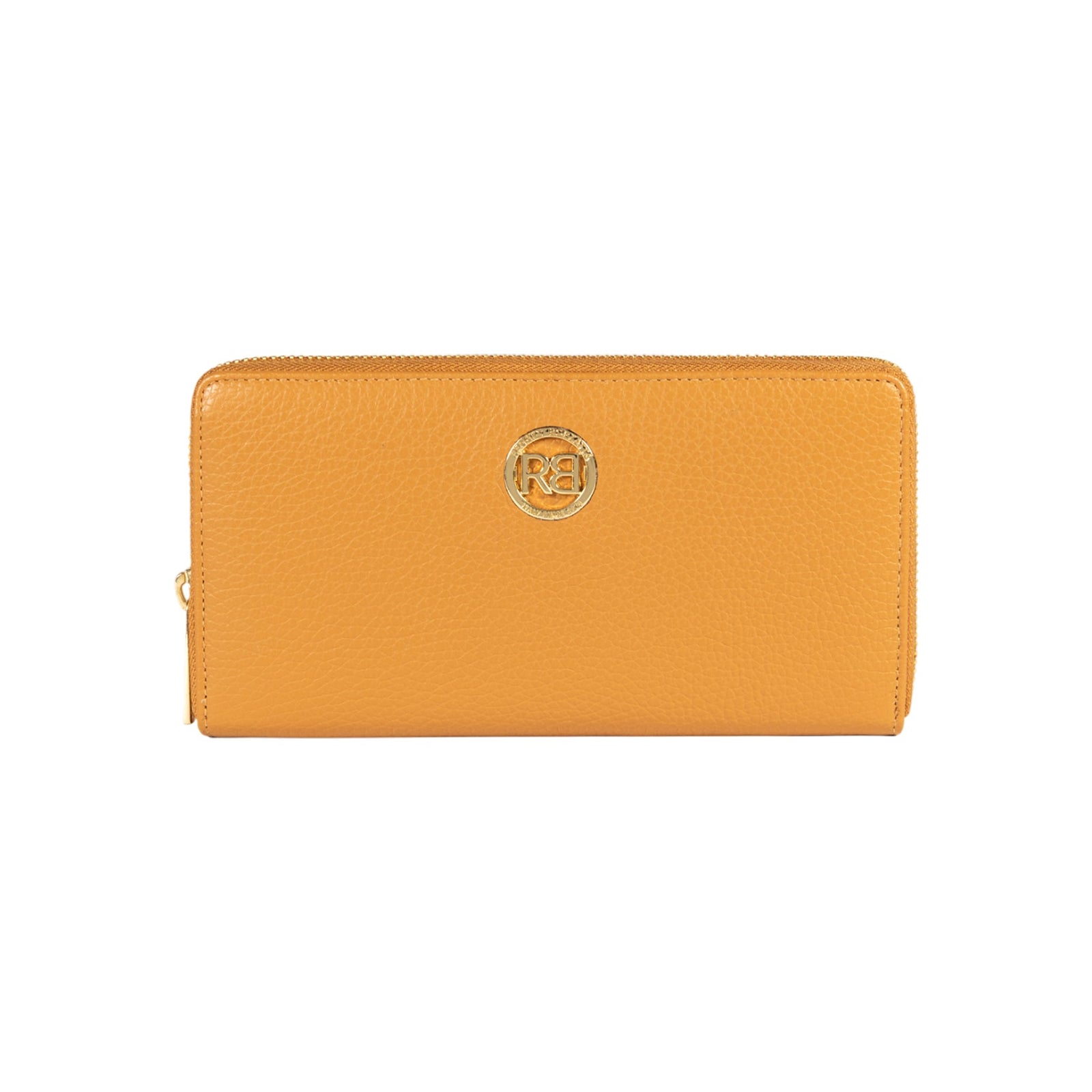 RB1081GCQ | Portafogli Donna con chiusura lampo Made in Italy in Vera Pelle grana Dollaro. Colore Cuoio. Dimensioni: cm 20 x 10 x 2,5-0