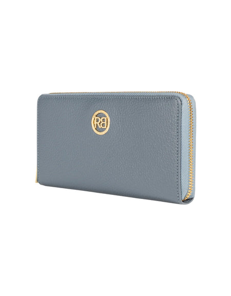 RB1081GP | Portafogli Donna con chiusura lampo Made in Italy in Vera Pelle grana Dollaro. Colore Avio. Dimensioni: cm 20 x 10 x 2,5-1