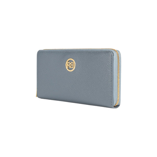 Load image into Gallery viewer, RB1081GP | Portafogli Donna con chiusura lampo Made in Italy in Vera Pelle grana Dollaro. Colore Avio. Dimensioni: cm 20 x 10 x 2,5-1
