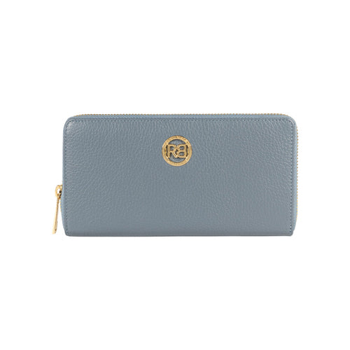 Load image into Gallery viewer, RB1081GP | Portafogli Donna con chiusura lampo Made in Italy in Vera Pelle grana Dollaro. Colore Avio. Dimensioni: cm 20 x 10 x 2,5-0
