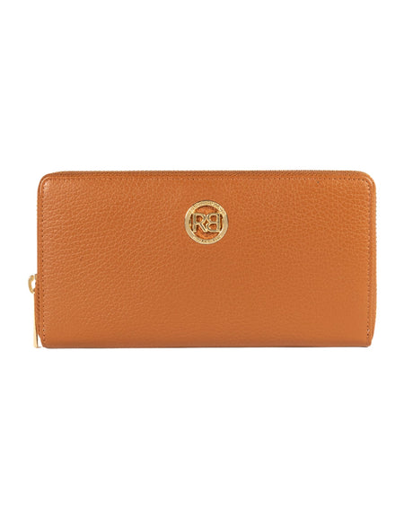 RB1081GS | Portafogli Donna con chiusura lampo Made in Italy in Vera Pelle grana Dollaro. Colore Cognac. Dimensioni: cm 20 x 10 x 2,5-0
