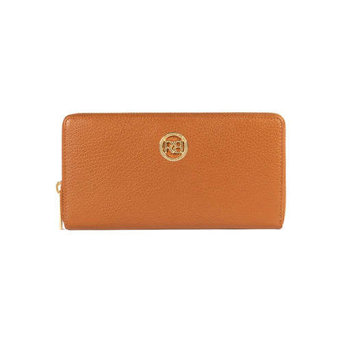 Load image into Gallery viewer, RB1081GS | Portafogli Donna con chiusura lampo Made in Italy in Vera Pelle grana Dollaro. Colore Cognac. Dimensioni: cm 20 x 10 x 2,5-0
