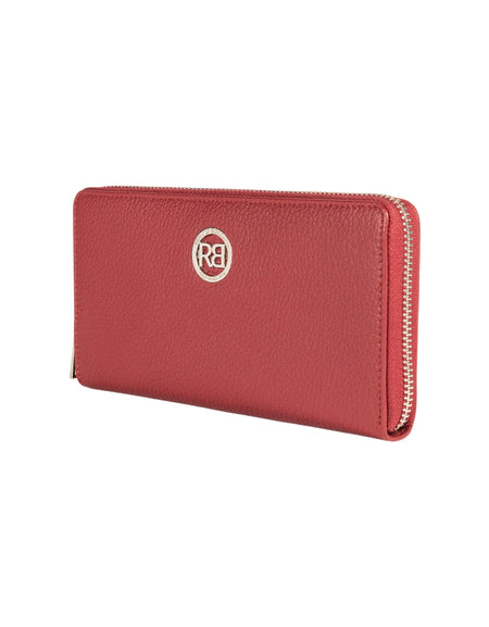 RB1081SQ | Portafogli Donna con chiusura lampo Made in Italy in Vera Pelle grana Dollaro. Colore Rubino. Dimensioni: cm 20 x 10 x 2,5-1