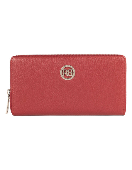 RB1081SQ | Portafogli Donna con chiusura lampo Made in Italy in Vera Pelle grana Dollaro. Colore Rubino. Dimensioni: cm 20 x 10 x 2,5-0