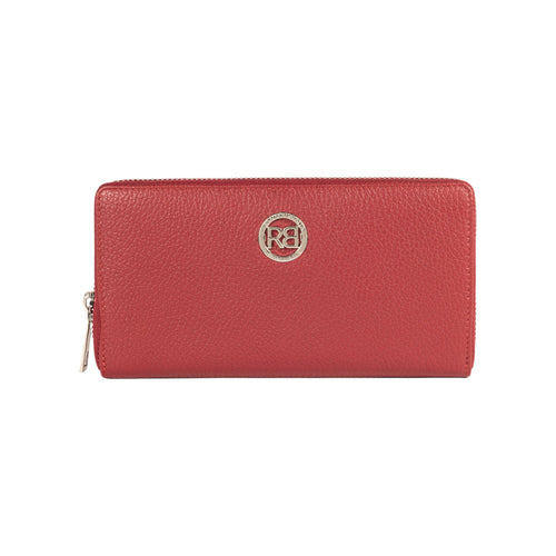 Load image into Gallery viewer, RB1081SQ | Portafogli Donna con chiusura lampo Made in Italy in Vera Pelle grana Dollaro. Colore Rubino. Dimensioni: cm 20 x 10 x 2,5-0
