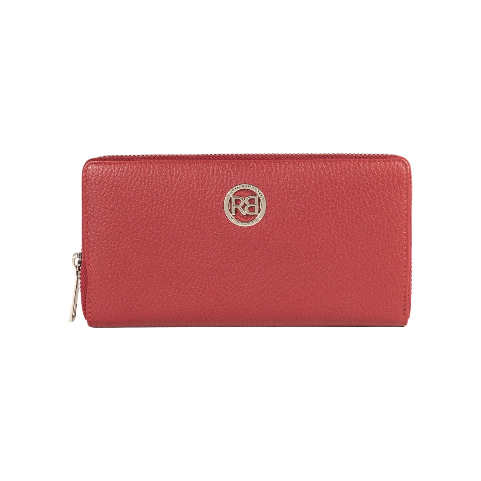 RB1081SQ | Portafogli Donna con chiusura lampo Made in Italy in Vera Pelle grana Dollaro. Colore Rubino. Dimensioni: cm 20 x 10 x 2,5-0