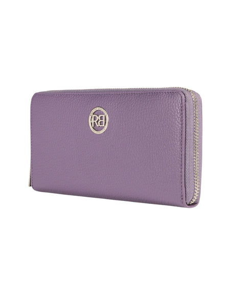 RB1081SY | Portafogli Donna con chiusura lampo Made in Italy in Vera Pelle grana Dollaro. Colore Viola. Dimensioni: cm 20 x 10 x 2,5-1