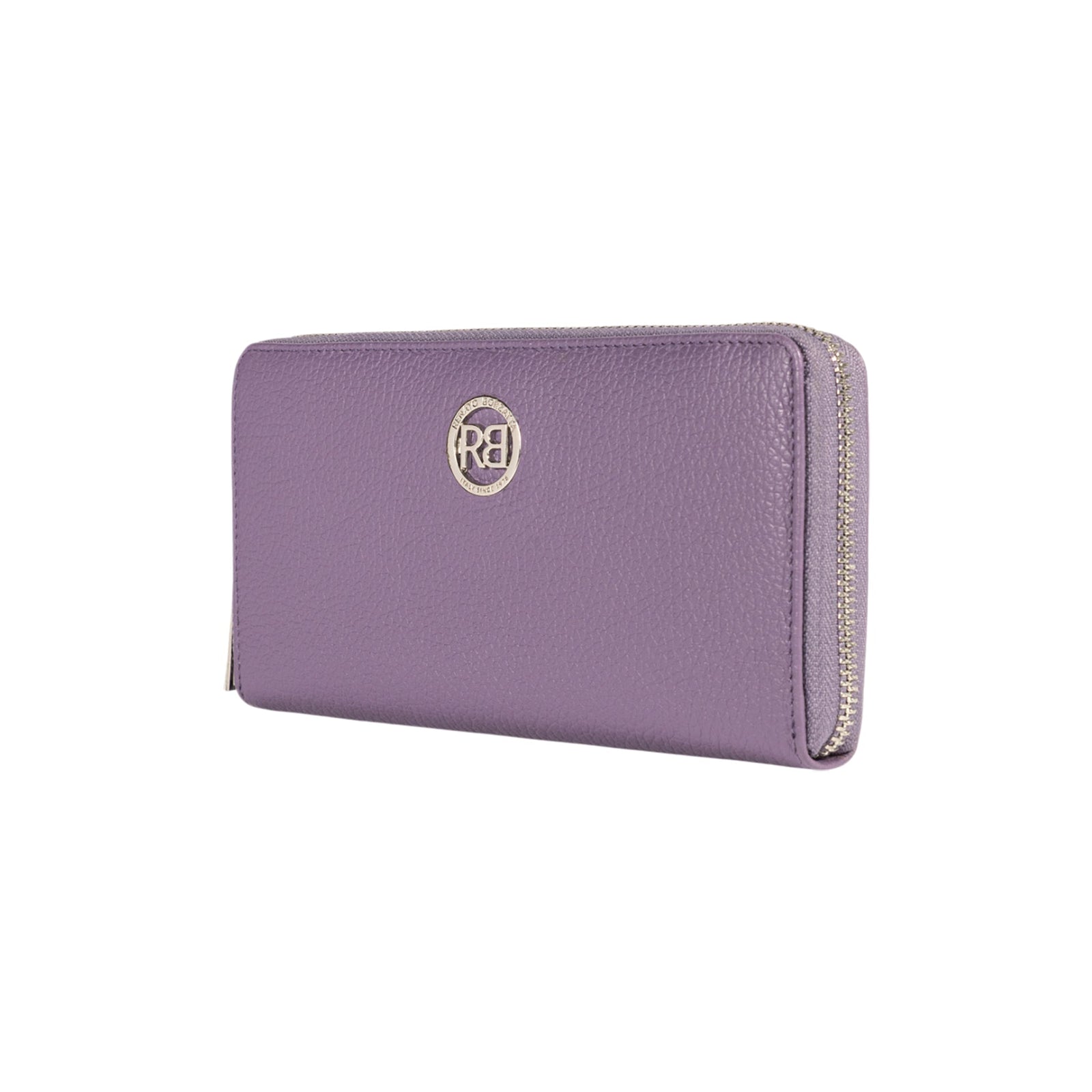 RB1081SY | Portafogli Donna con chiusura lampo Made in Italy in Vera Pelle grana Dollaro. Colore Viola. Dimensioni: cm 20 x 10 x 2,5-1