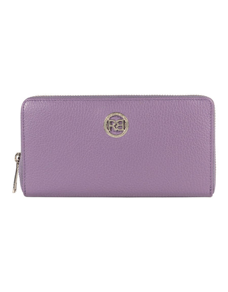 RB1081SY | Portafogli Donna con chiusura lampo Made in Italy in Vera Pelle grana Dollaro. Colore Viola. Dimensioni: cm 20 x 10 x 2,5-0