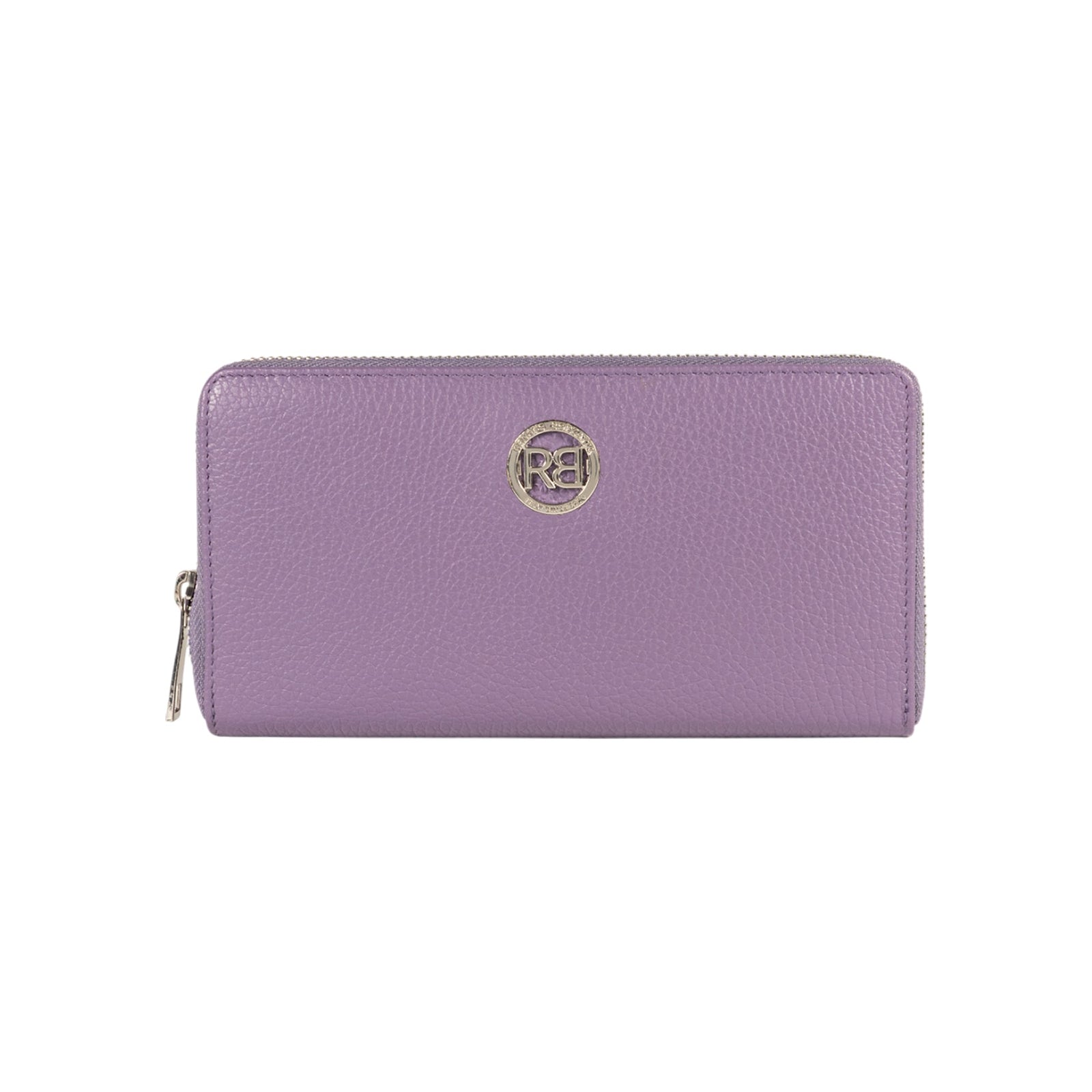 RB1081SY | Portafogli Donna con chiusura lampo Made in Italy in Vera Pelle grana Dollaro. Colore Viola. Dimensioni: cm 20 x 10 x 2,5-0