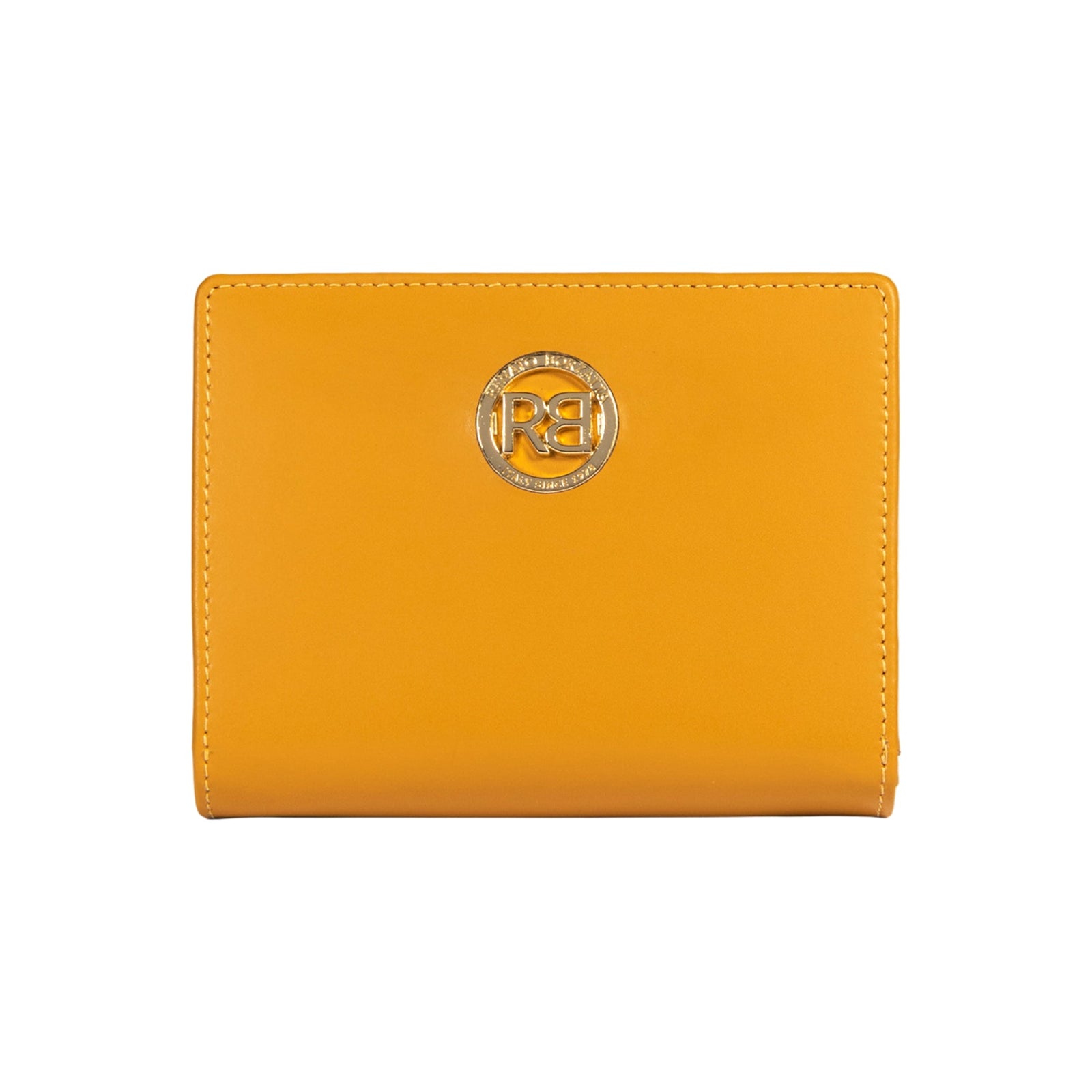 RB1083GAR | Portafogli Donna Made in Italy in Vera Pelle Liscia Opaca. Colore Senape. Dimensioni (da chiuso): cm 13 x 9 x 2,5-0
