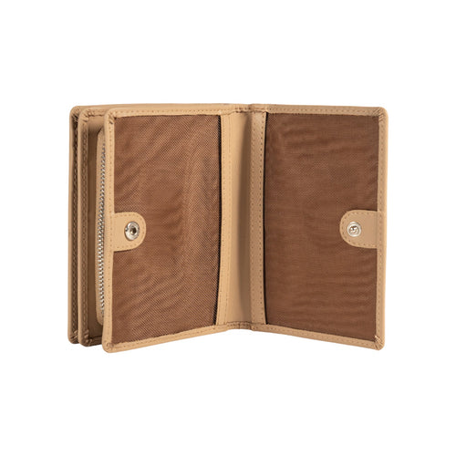 Load image into Gallery viewer, RB1083SAL | Portafogli Donna Made in Italy in Vera Pelle Liscia Opaca. Colore Beige. Dimensioni (da chiuso): cm 13 x 9 x 2,5-2
