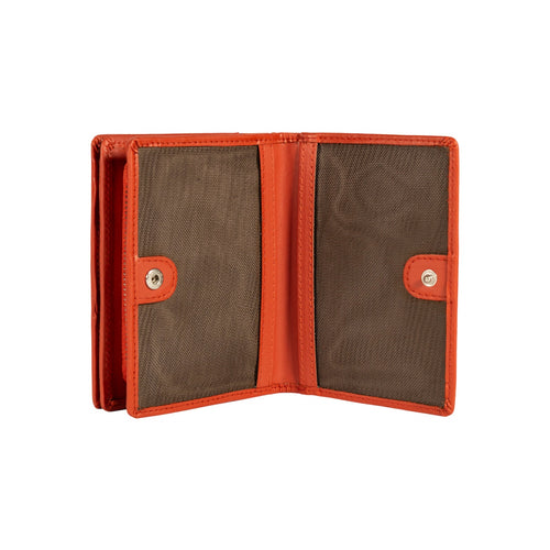 Load image into Gallery viewer, RB1083SAM | Portafogli Donna Made in Italy in Vera Pelle Liscia Opaca. Colore Paprika. Dimensioni (da chiuso): cm 13 x 9 x 2,5-2
