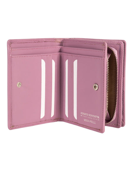 RB1083SCI | Portafogli Donna Made in Italy in Vera Pelle Liscia Opaca. Colore Lilla. Dimensioni (da chiuso): cm 13 x 9 x 2,5-1