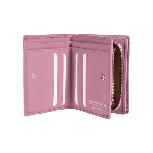 Load image into Gallery viewer, RB1083SCI | Portafogli Donna Made in Italy in Vera Pelle Liscia Opaca. Colore Lilla. Dimensioni (da chiuso): cm 13 x 9 x 2,5-1
