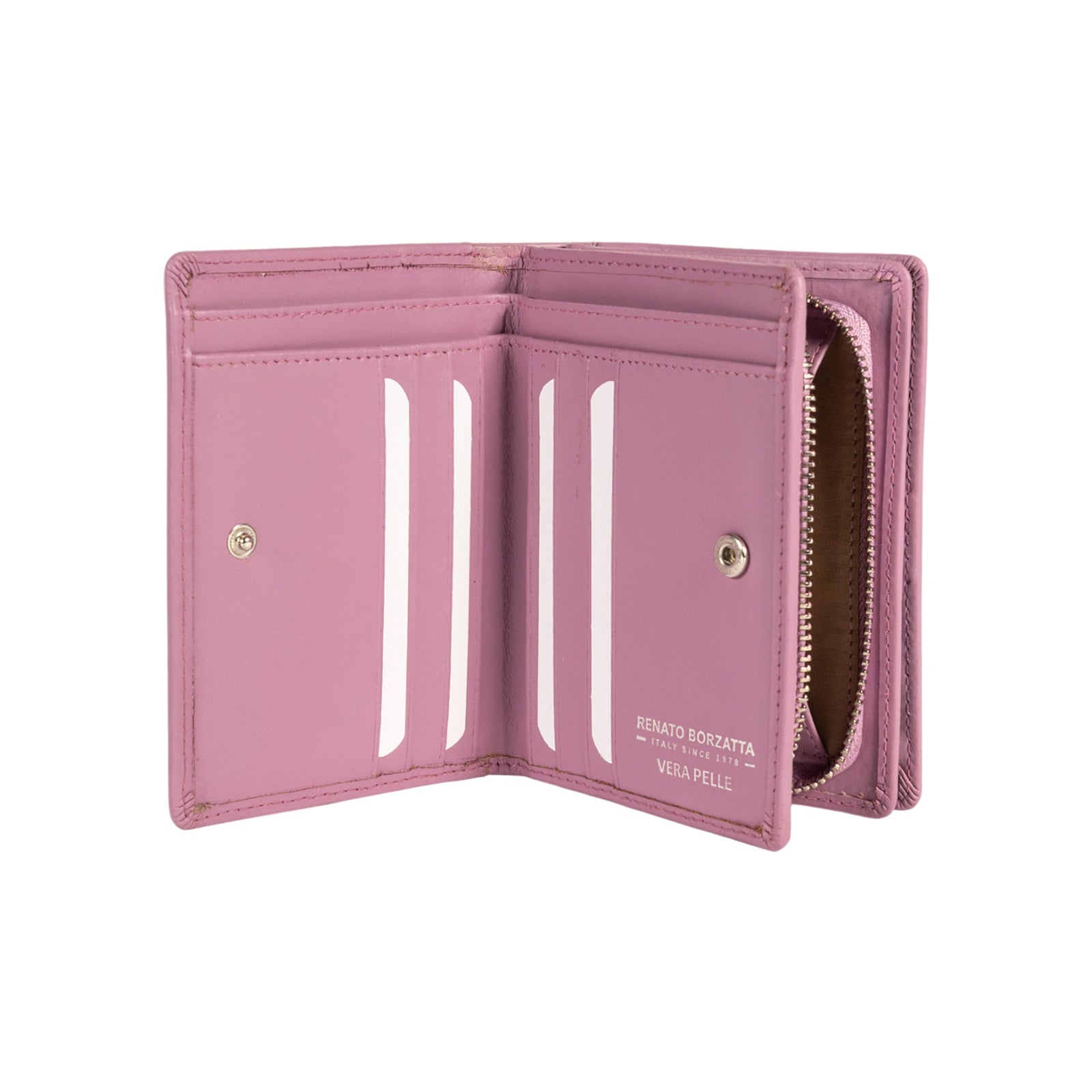 RB1083SCI | Portafogli Donna Made in Italy in Vera Pelle Liscia Opaca. Colore Lilla. Dimensioni (da chiuso): cm 13 x 9 x 2,5-1
