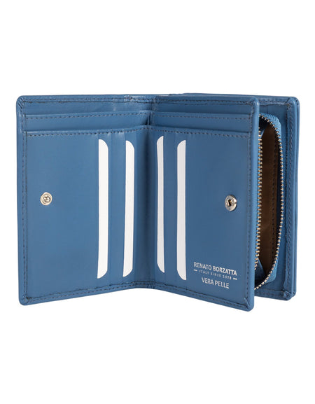 RB1083SCP | Portafogli Donna Made in Italy in Vera Pelle Liscia Opaca. Colore Glicine. Dimensioni (da chiuso): cm 13 x 9 x 2,5-1