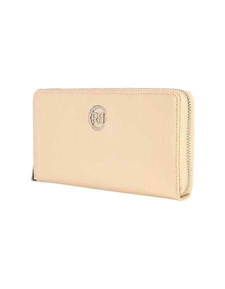 RB1084SAL | Portafogli Donna con chiusura lampo Made in Italy in Vera Pelle Liscia Opaca. Colore Beige. Dimensioni: cm 20 x 10 x 2,5-1
