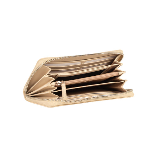Load image into Gallery viewer, RB1084SAL | Portafogli Donna con chiusura lampo Made in Italy in Vera Pelle Liscia Opaca. Colore Beige. Dimensioni: cm 20 x 10 x 2,5-2
