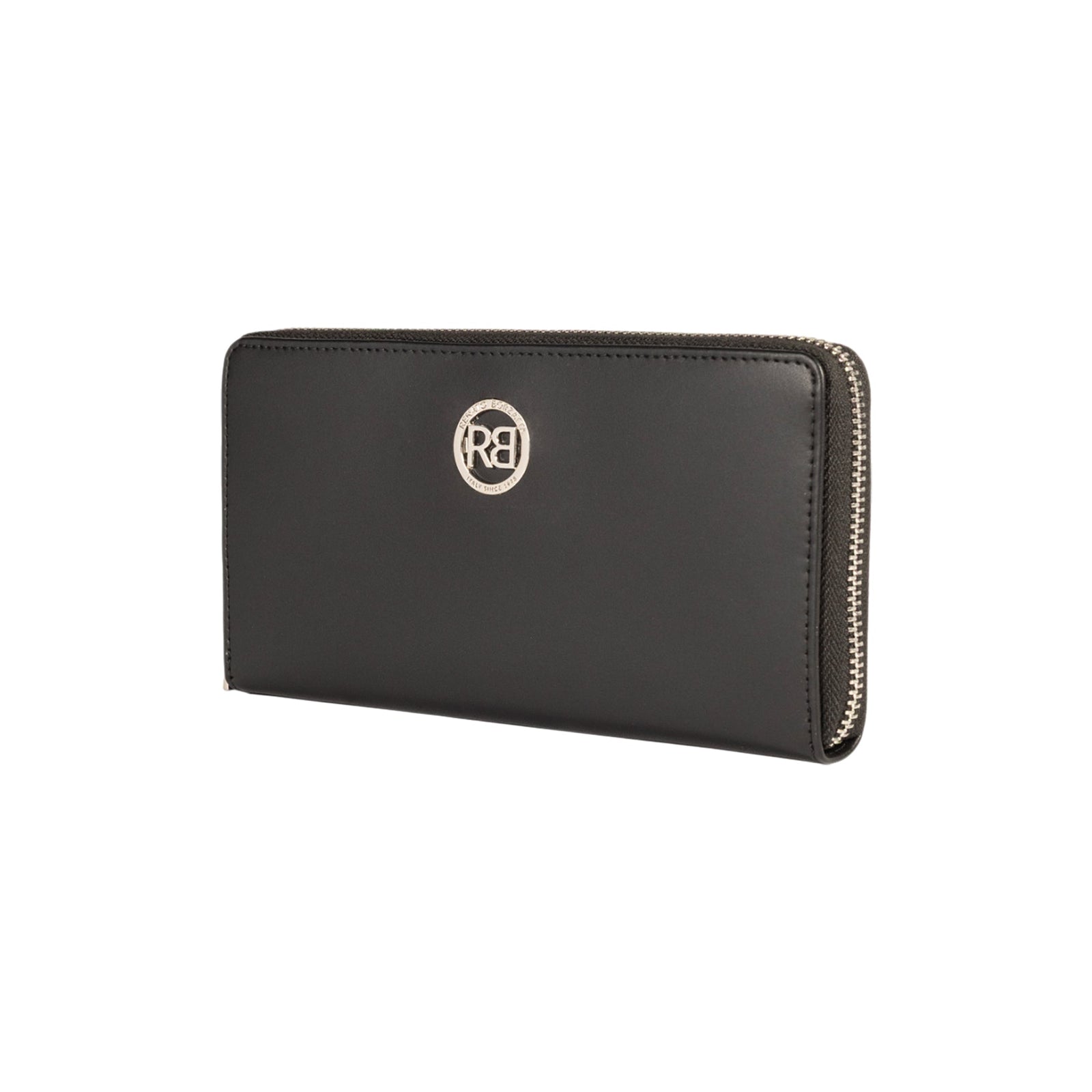 RB1084SA | Portafogli Donna con chiusura lampo Made in Italy in Vera Pelle Liscia Opaca. Colore Nero. Dimensioni: cm 20 x 10 x 2,5-1
