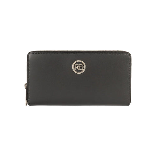 Load image into Gallery viewer, RB1084SA | Portafogli Donna con chiusura lampo Made in Italy in Vera Pelle Liscia Opaca. Colore Nero. Dimensioni: cm 20 x 10 x 2,5-0
