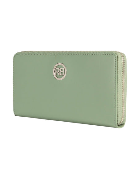RB1084SBF | Portafogli Donna con chiusura lampo Made in Italy in Vera Pelle Liscia Opaca. Colore Menta. Dimensioni: cm 20 x 10 x 2,5-1