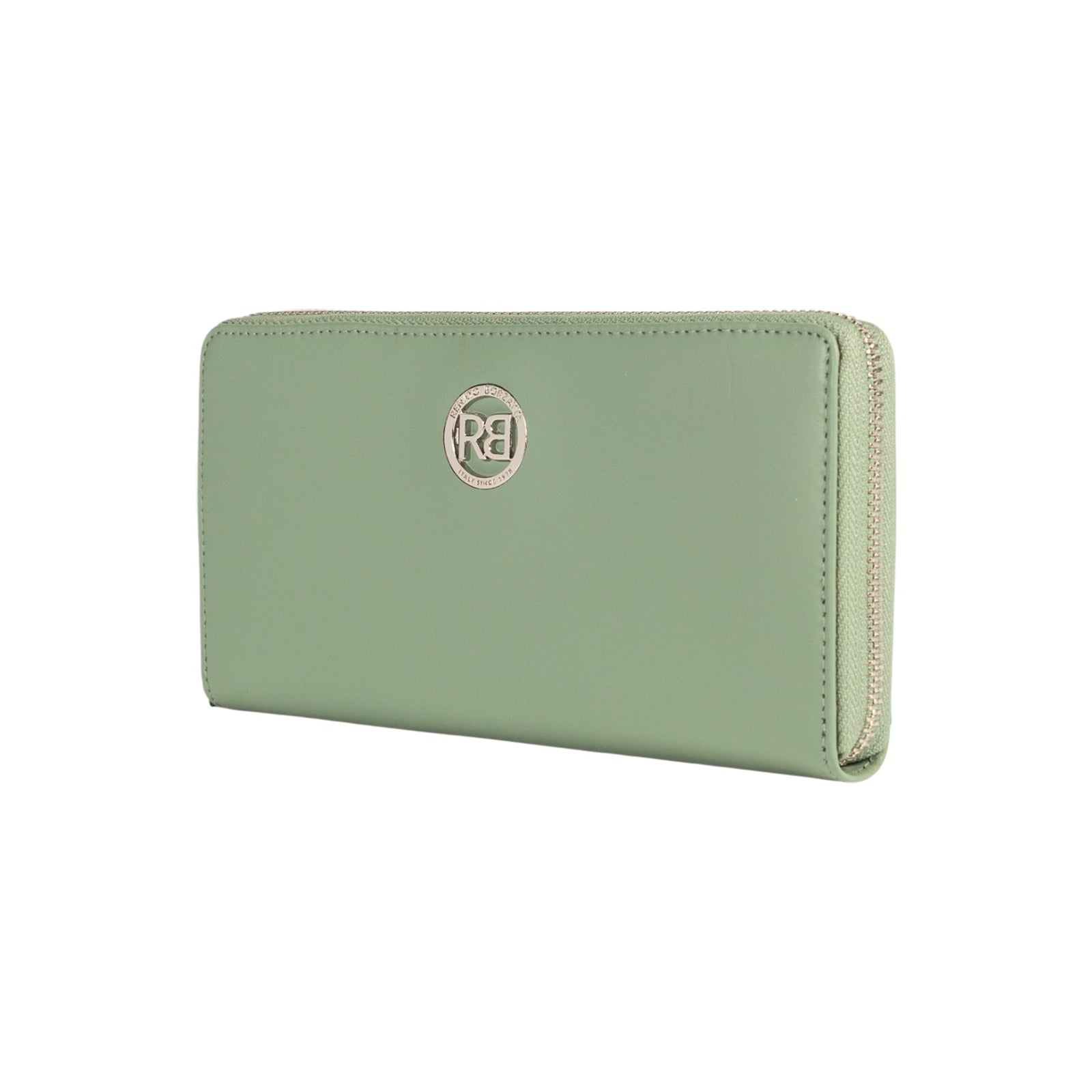 RB1084SBF | Portafogli Donna con chiusura lampo Made in Italy in Vera Pelle Liscia Opaca. Colore Menta. Dimensioni: cm 20 x 10 x 2,5-1