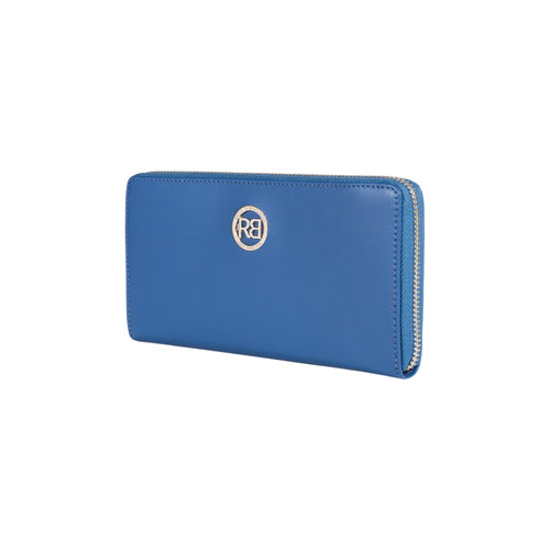 Load image into Gallery viewer, RB1084SCH | Portafogli Donna con chiusura lampo Made in Italy in Vera Pelle Liscia Opaca. Colore Royal Blu. Dimensioni: cm 20 x 10 x 2,5-1
