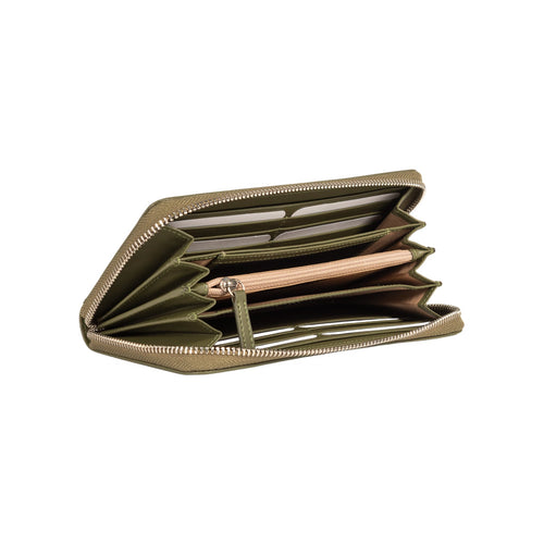 Load image into Gallery viewer, RB1084SE | Portafogli Donna con chiusura lampo Made in Italy in Vera Pelle Liscia Opaca. Colore Verde. Dimensioni: cm 20 x 10 x 2,5-2
