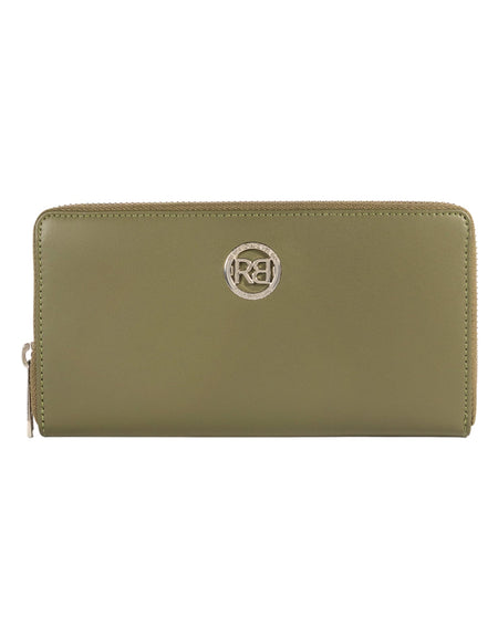 RB1084SE | Portafogli Donna con chiusura lampo Made in Italy in Vera Pelle Liscia Opaca. Colore Verde. Dimensioni: cm 20 x 10 x 2,5-0
