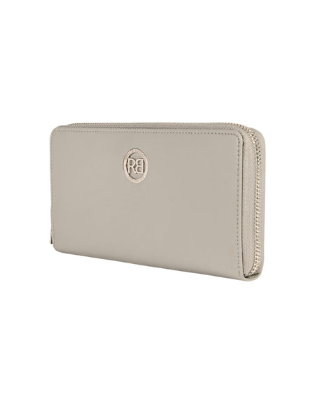 RB1084SF | Portafogli Donna con chiusura lampo Made in Italy in Vera Pelle Liscia Opaca. Colore Grigio. Dimensioni: cm 20 x 10 x 2,5-1
