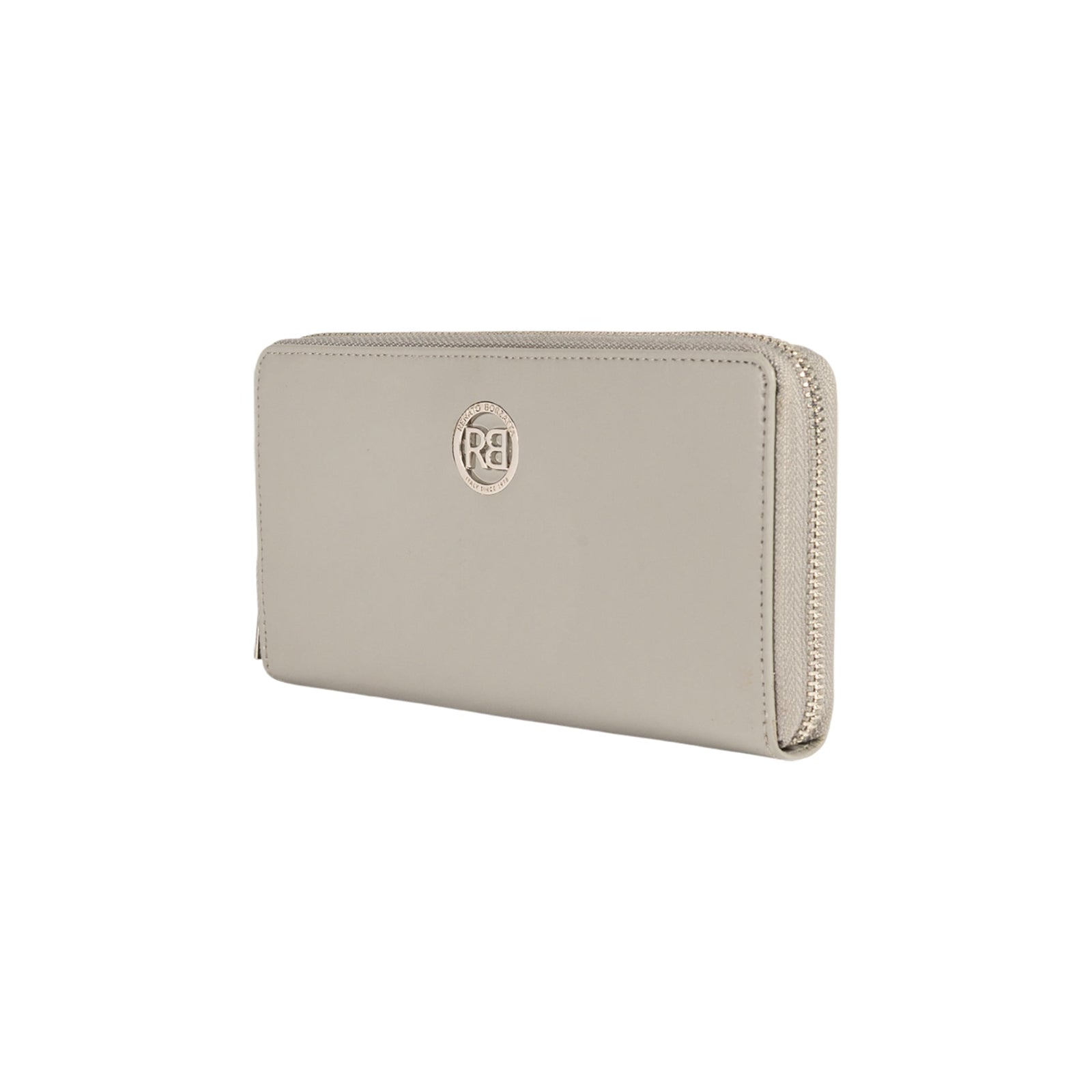 RB1084SF | Portafogli Donna con chiusura lampo Made in Italy in Vera Pelle Liscia Opaca. Colore Grigio. Dimensioni: cm 20 x 10 x 2,5-1