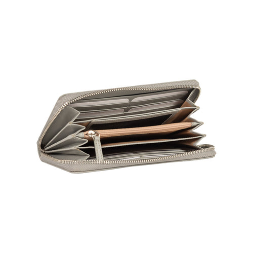 Load image into Gallery viewer, RB1084SF | Portafogli Donna con chiusura lampo Made in Italy in Vera Pelle Liscia Opaca. Colore Grigio. Dimensioni: cm 20 x 10 x 2,5-2
