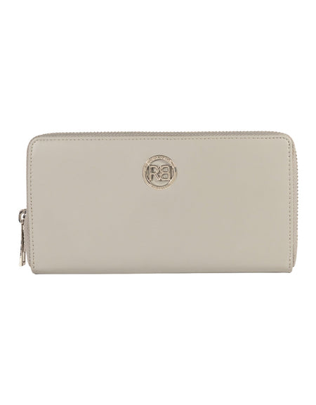RB1084SF | Portafogli Donna con chiusura lampo Made in Italy in Vera Pelle Liscia Opaca. Colore Grigio. Dimensioni: cm 20 x 10 x 2,5-0
