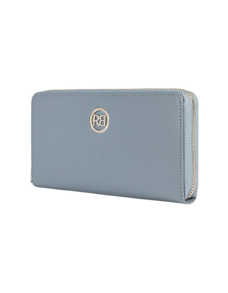 RB1084SP | Portafogli Donna con chiusura lampo Made in Italy in Vera Pelle Liscia Opaca. Colore Avio. Dimensioni: cm 20 x 10 x 2,5-1