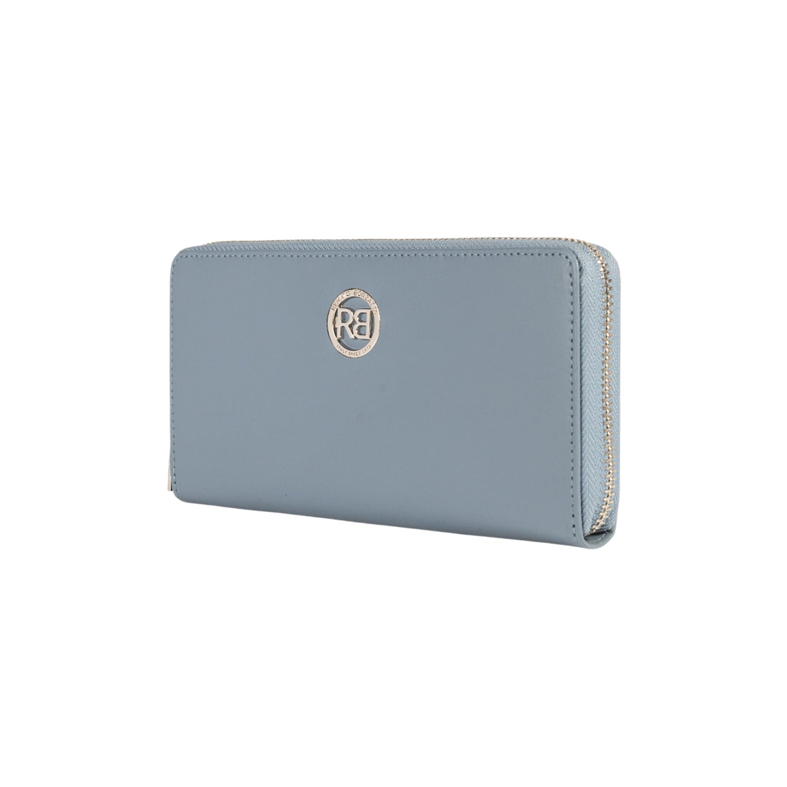 RB1084SP | Portafogli Donna con chiusura lampo Made in Italy in Vera Pelle Liscia Opaca. Colore Avio. Dimensioni: cm 20 x 10 x 2,5-1