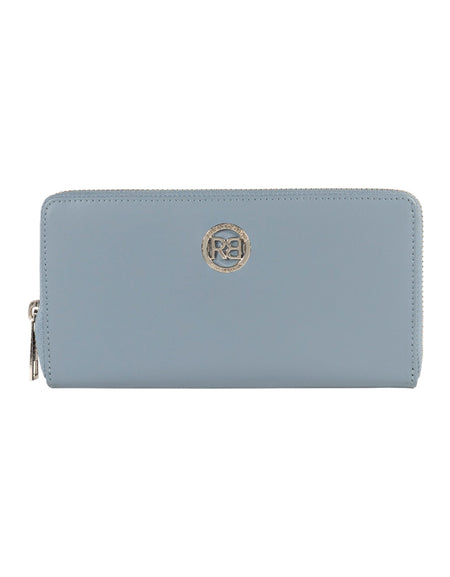 RB1084SP | Portafogli Donna con chiusura lampo Made in Italy in Vera Pelle Liscia Opaca. Colore Avio. Dimensioni: cm 20 x 10 x 2,5-0