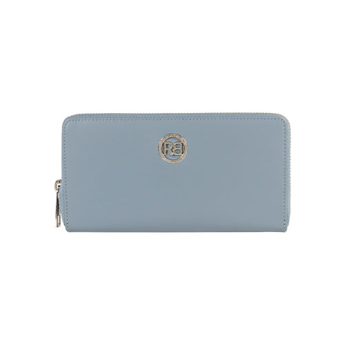 Load image into Gallery viewer, RB1084SP | Portafogli Donna con chiusura lampo Made in Italy in Vera Pelle Liscia Opaca. Colore Avio. Dimensioni: cm 20 x 10 x 2,5-0
