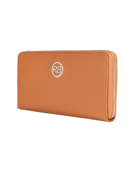 RB1084SS | Portafogli Donna con chiusura lampo Made in Italy in Vera Pelle Liscia Opaca. Colore Cognac. Dimensioni: cm 20 x 10 x 2,5-1