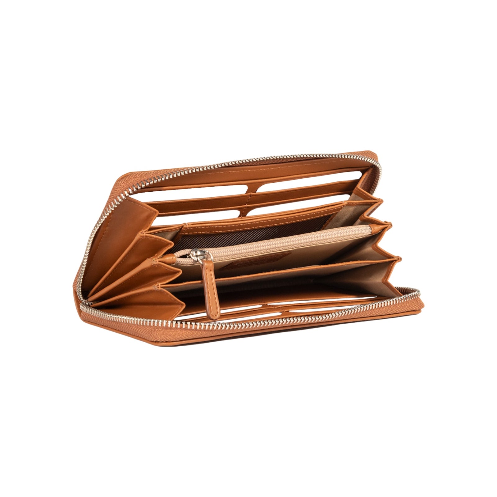 RB1084SS | Portafogli Donna con chiusura lampo Made in Italy in Vera Pelle Liscia Opaca. Colore Cognac. Dimensioni: cm 20 x 10 x 2,5-2