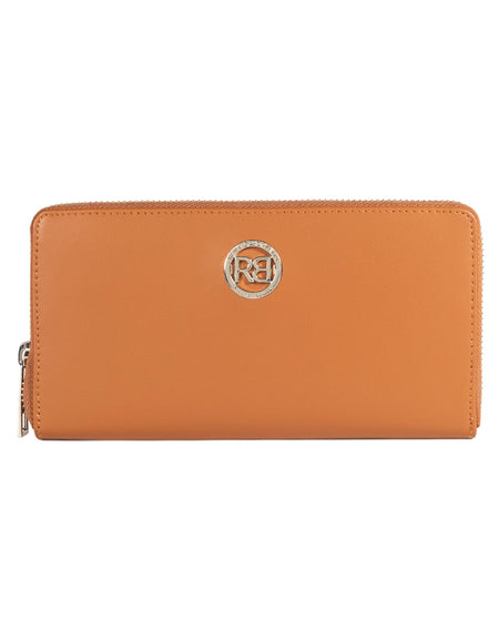 RB1084SS | Portafogli Donna con chiusura lampo Made in Italy in Vera Pelle Liscia Opaca. Colore Cognac. Dimensioni: cm 20 x 10 x 2,5-0