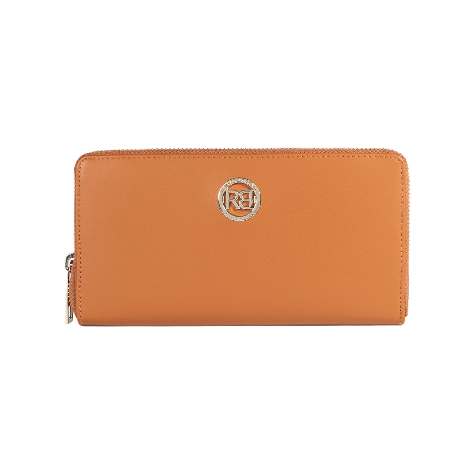 RB1084SS | Portafogli Donna con chiusura lampo Made in Italy in Vera Pelle Liscia Opaca. Colore Cognac. Dimensioni: cm 20 x 10 x 2,5-0