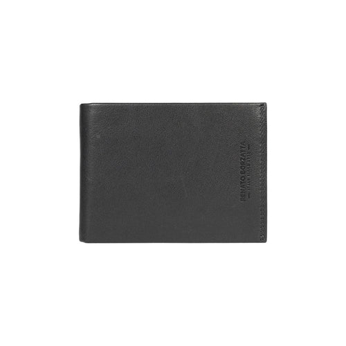 Load image into Gallery viewer, RB12004A | Portafogli Uomo risvoltato in Vera Pelle pieno fiore, con leggera grana. Colore Nero. Protezione RFID. Dimensioni da chiuso: cm 12,5 x 9,5 x 2. Confezione: Scatola regalo fondo/coperchio-3
