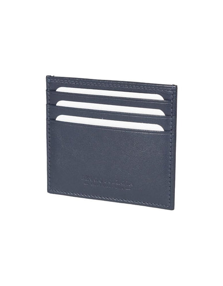 RB12016D | Porta Carte di Credito in Vera Pelle pieno fiore, con leggera grana. Colore Blu. Protezione RFID. Dimensioni: cm 10 x 8 x 0,5. Confezione: Scatola regalo fondo/coperchio-0